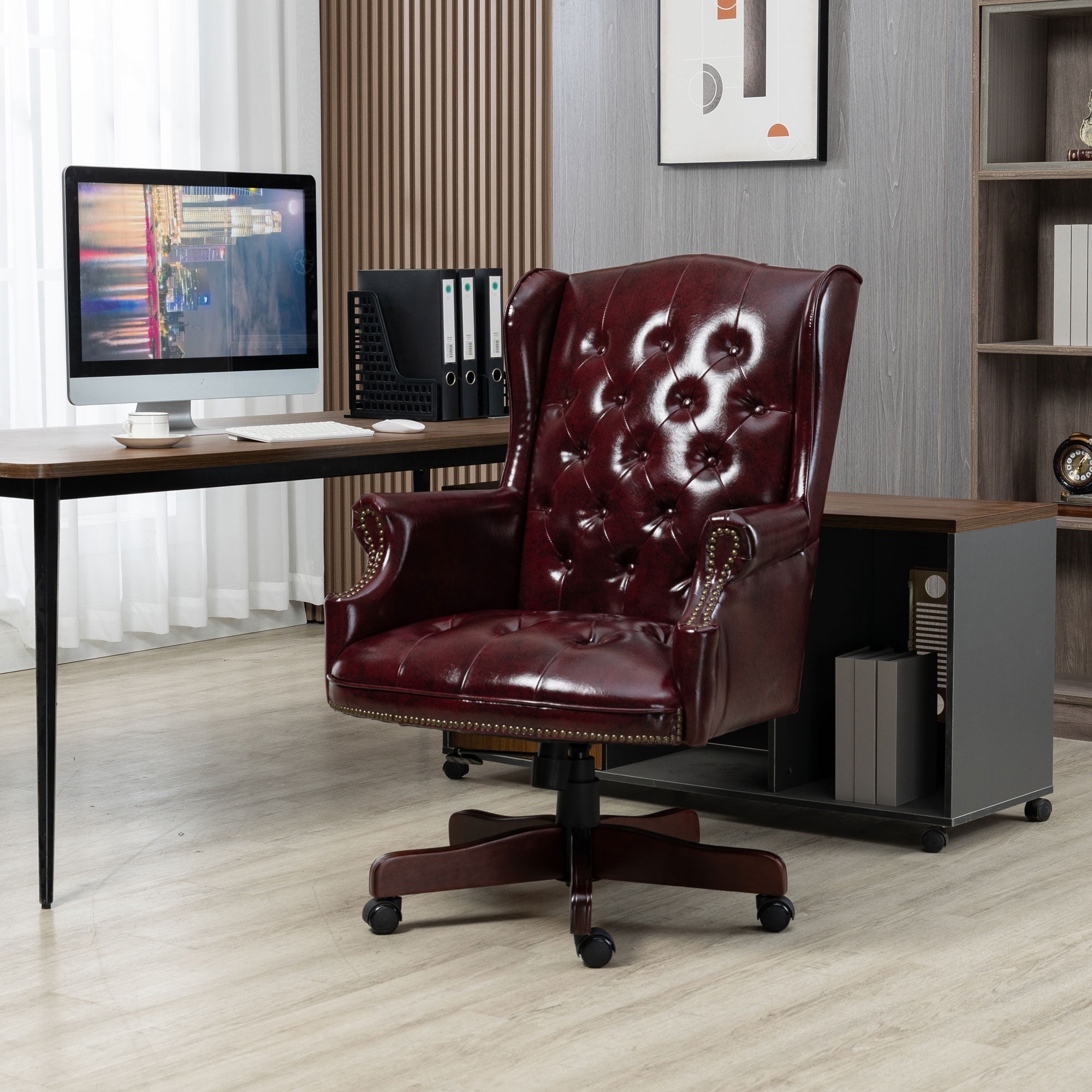 Executive Office Chair, High Back Reclining Desk Chair, PU Leather