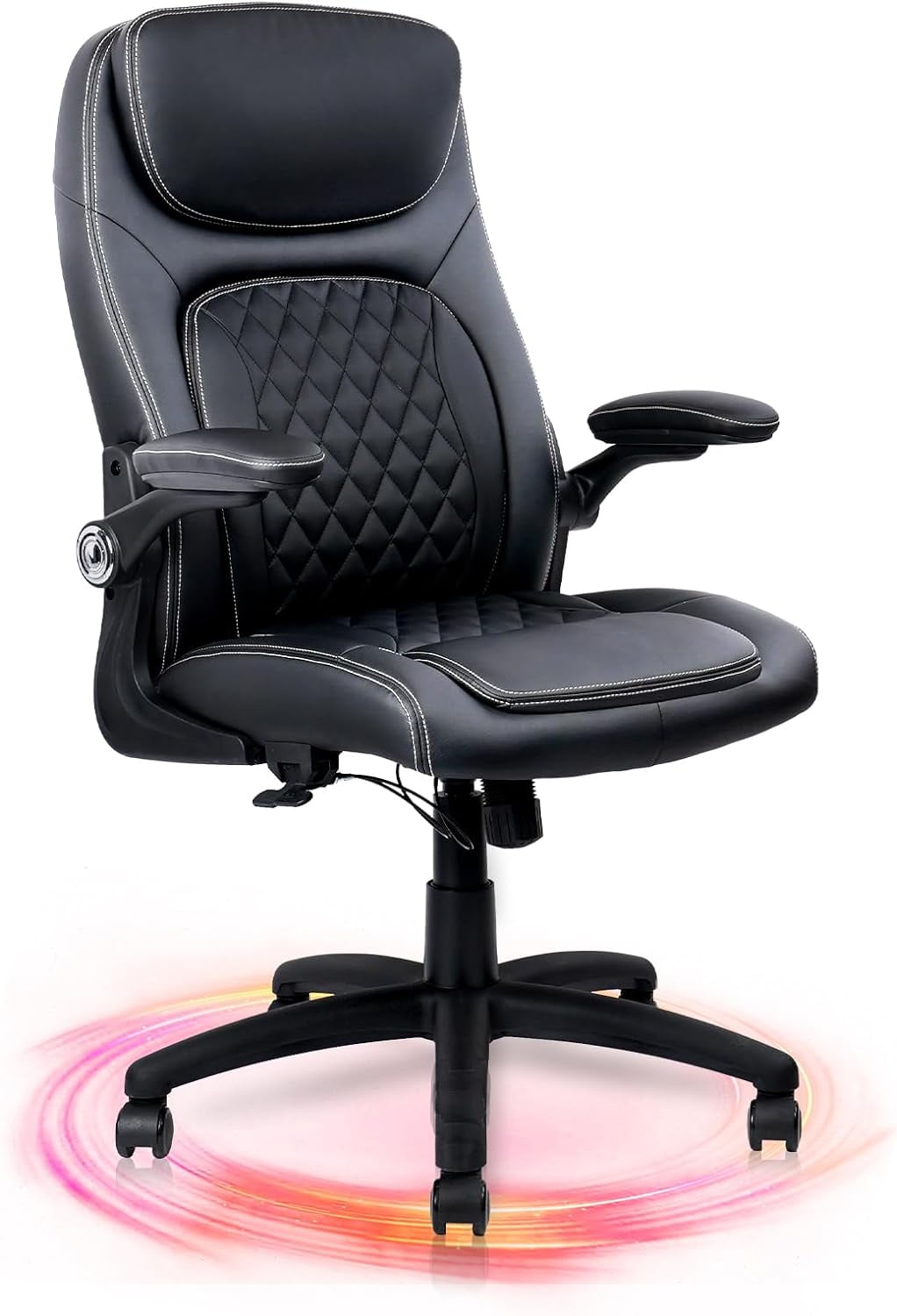 Executive Office Chair PU Leather with Adjustable Flip-up Armrests ...