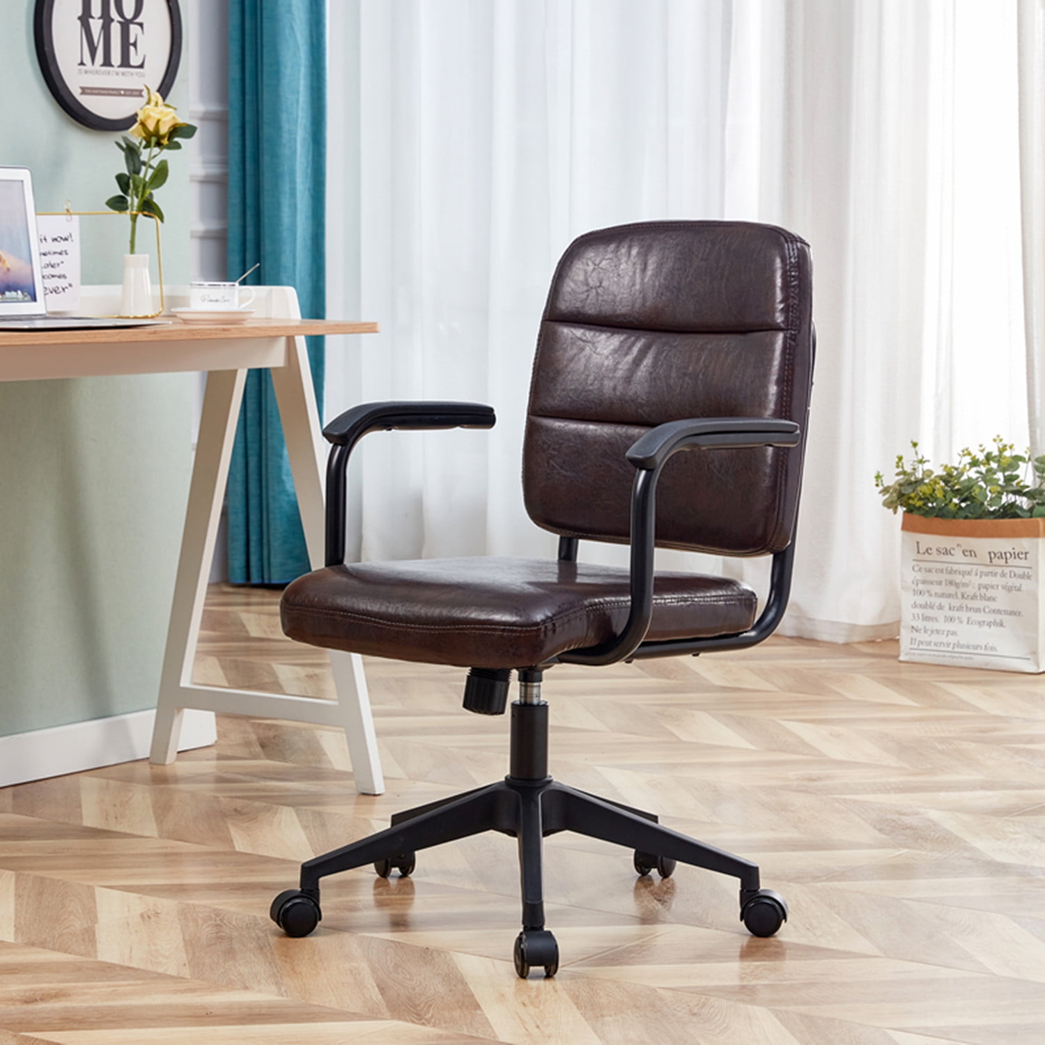 Executive Office Chair, PU Leather High-Back Desk Chair with Armrest ...