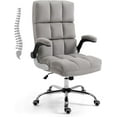 thumbnail image 1 of Executive Office Chair, Velvet Ergonomic Comfy Desk Chair, High Back Computer Chair with Adjustable Tilt Angle and Flip-up Arms (Grey, Without Footrest), 1 of 7