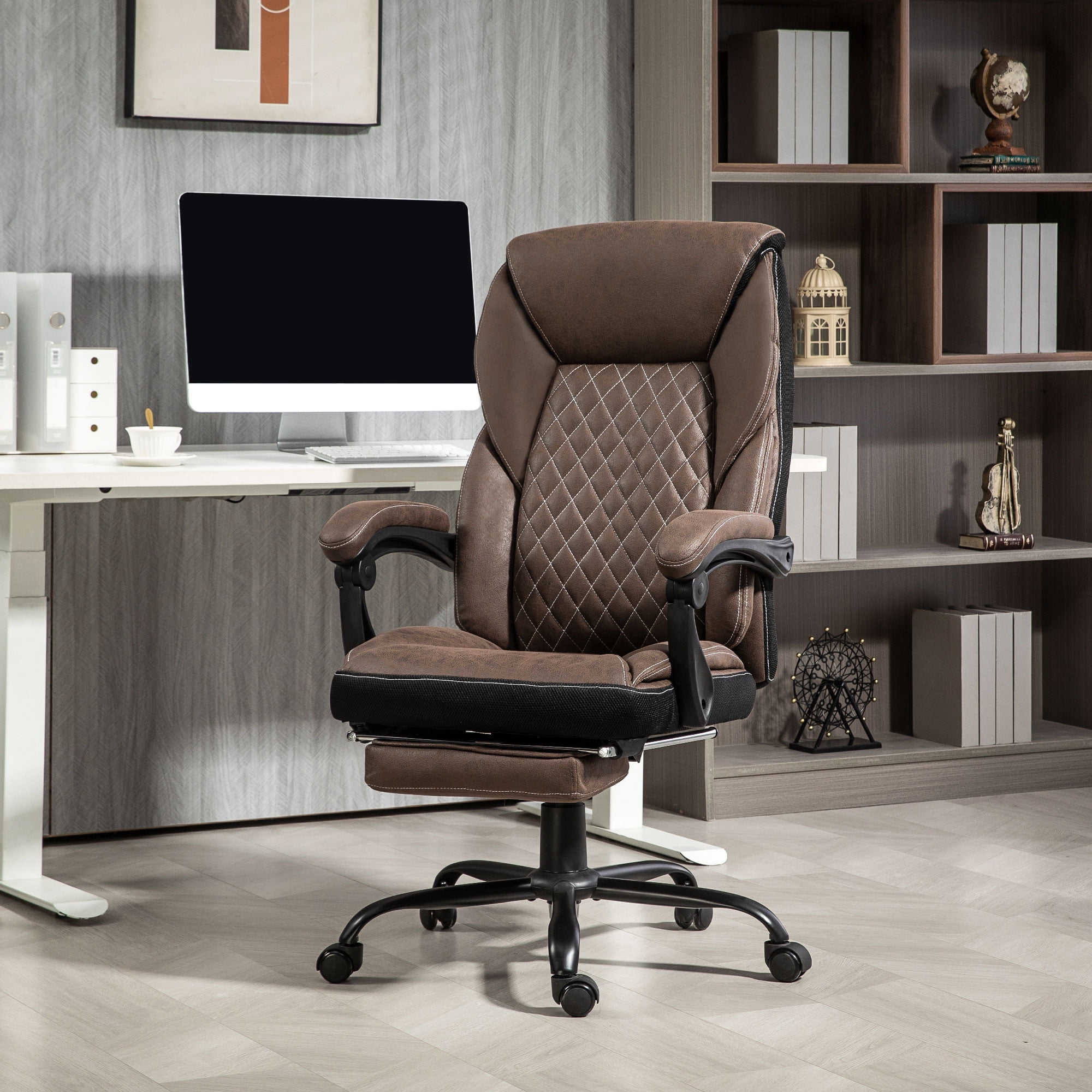 Executive Office Chair with Foot Rest and High Back/Dark Brown