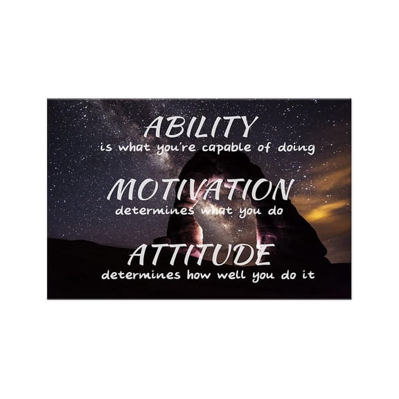 Executive Office Decor, Ability Attitude Motivation Gold Foil Canvas Print, Luxury Motivational Wall Art for Managers, Leaders, Home Office Library