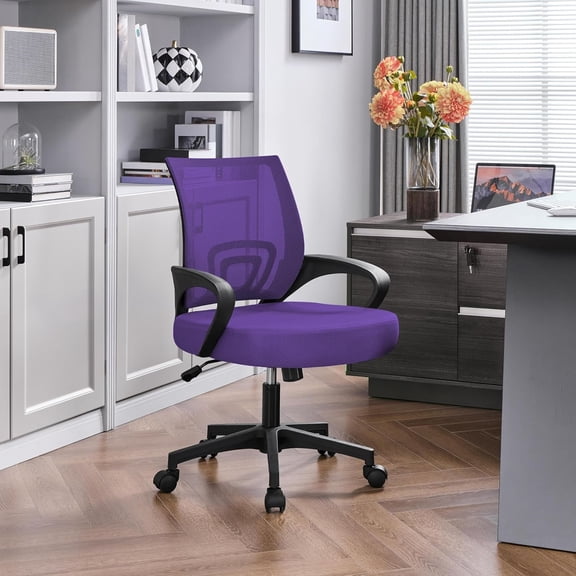 Executive Office Desk Chair Ergonomic Mesh Back Office Chair Adjustable Work Chair with Lumbar Support and Swivel Rolling Wheels for Home Office Conferecne Roon and Study, Purple