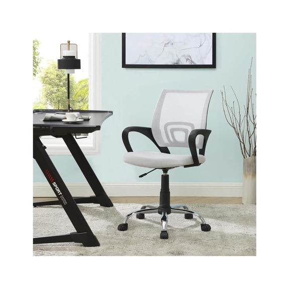 Ergonomic Mesh Office Chair with Adjustable Height & Tilt – Swivel Task Chair with Armrests, Rolling Casters & Lumbar Support – Mid Back Mesh Desk Chair for Home Office Comfort -Color:White
