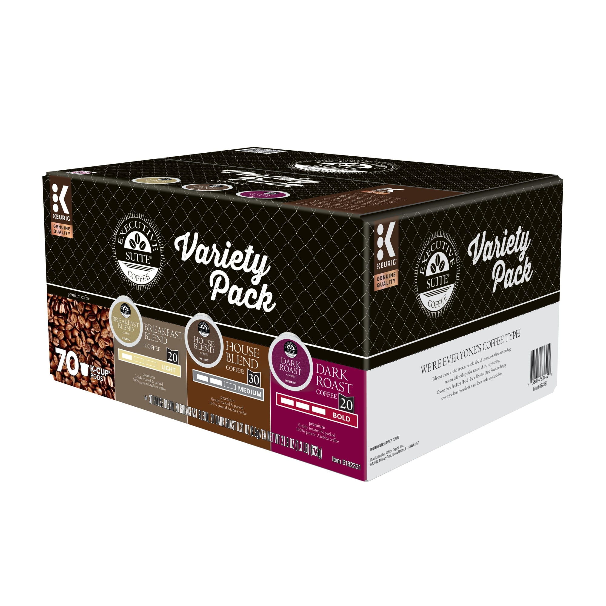 Executive Suite® Coffee Single-Serve Coffee K-Cup® Pods, Variety Pack, Carton Of 70