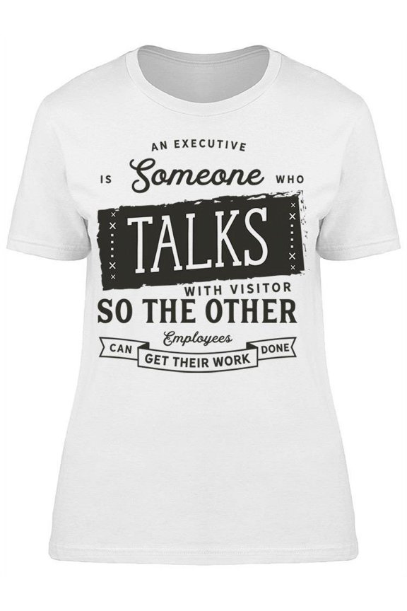 Executive Talks With Visitors T-Shirt Women -Image by Shutterstock Women T-Shirt, Female Large