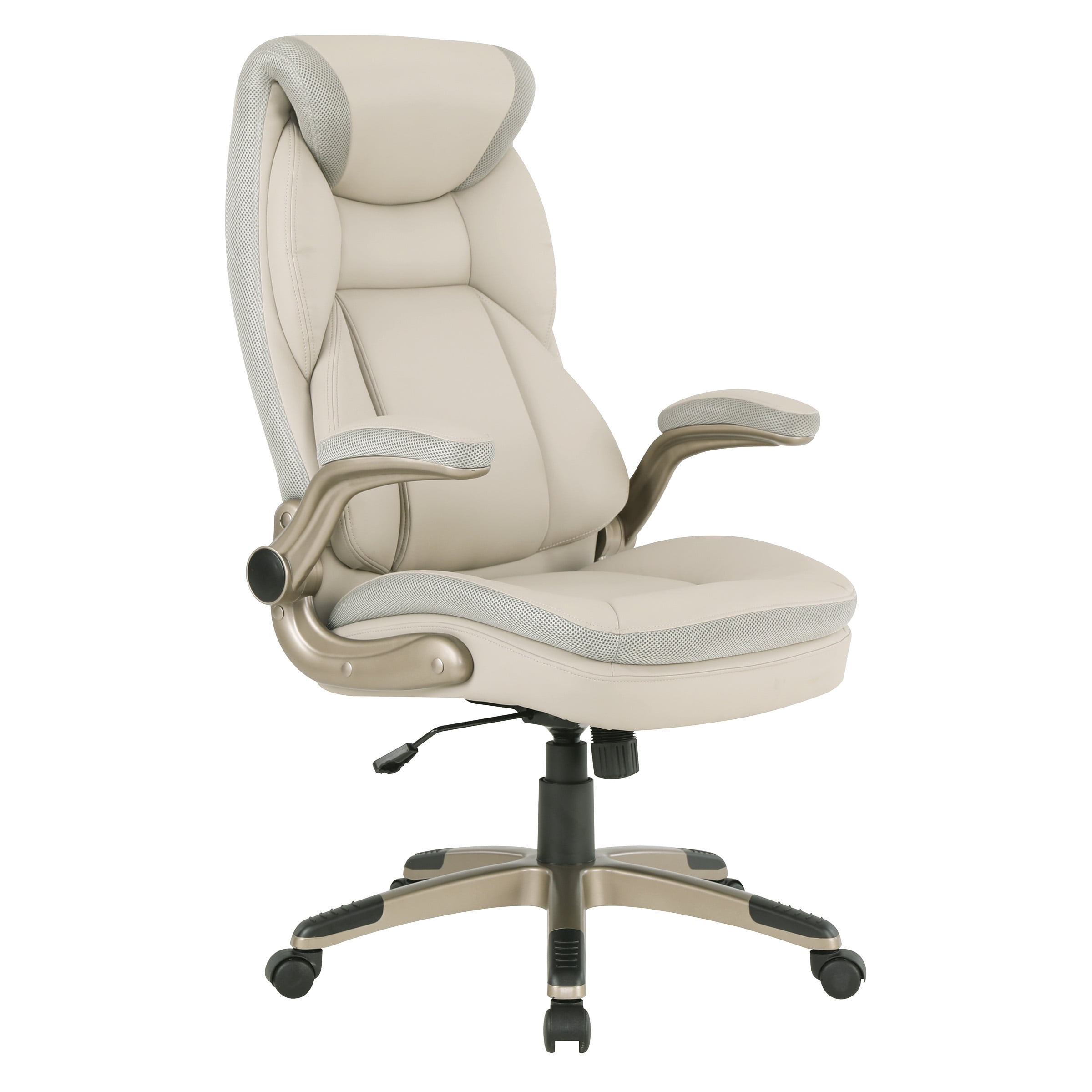 Executive Taupe Gray Bonded Leather Chair with Cocoa Coated Nylon
