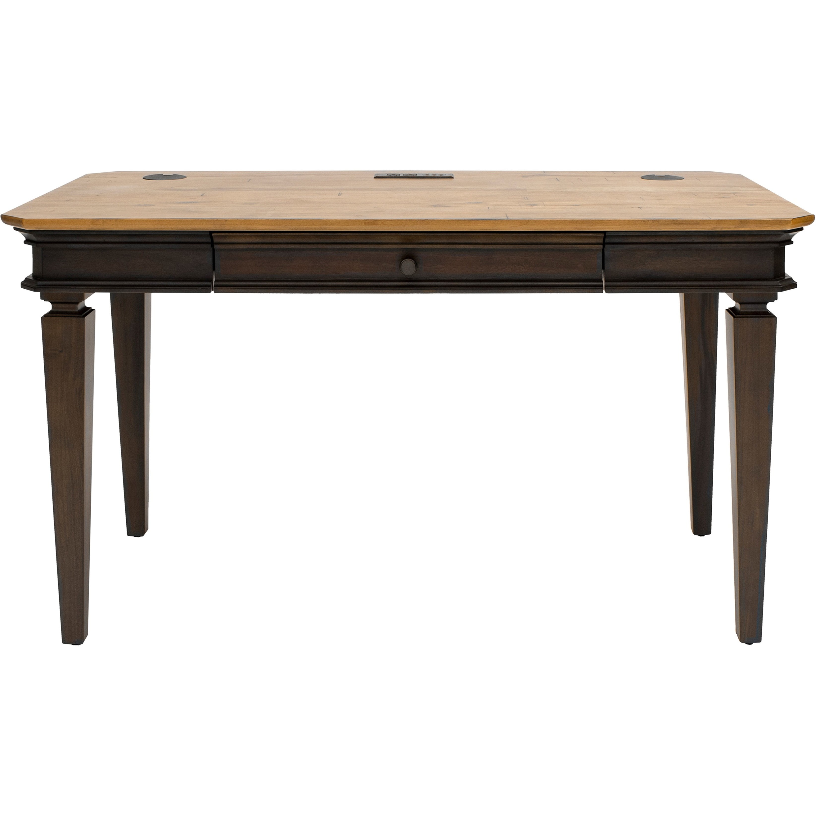Sonoma Transitional Brown Wood Writing Desk with Drawer and Power Outlet