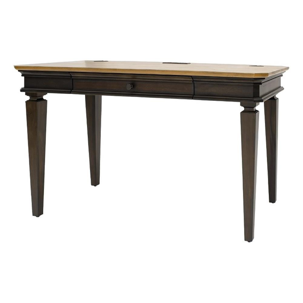 Sonoma Transitional Brown Wood Writing Desk with Drawer and Power Outlet
