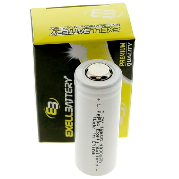 Exell 3.2V 1000mAh LiFePO4 Size 18500 Rechargeable Solar Battery