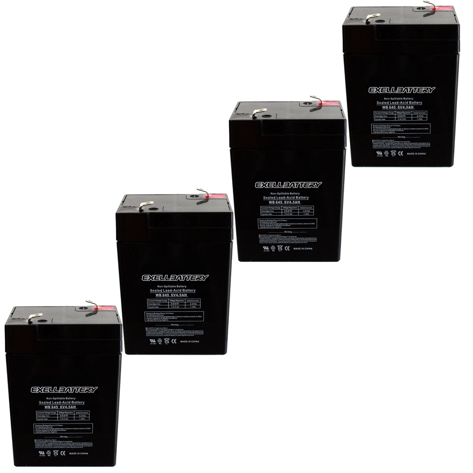 Exell 4 Pack 6 VOLT 4.5AH RECHARGEABLE GAME DEER FEEDER BATTERY 6V