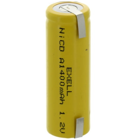 Exell A Size 1.2V 1400mAh NiCD Rechargeable Battery with Tabs