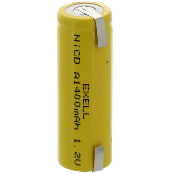 Exell A Size 1.2V 1400mAh NiCD Rechargeable Battery with Tabs