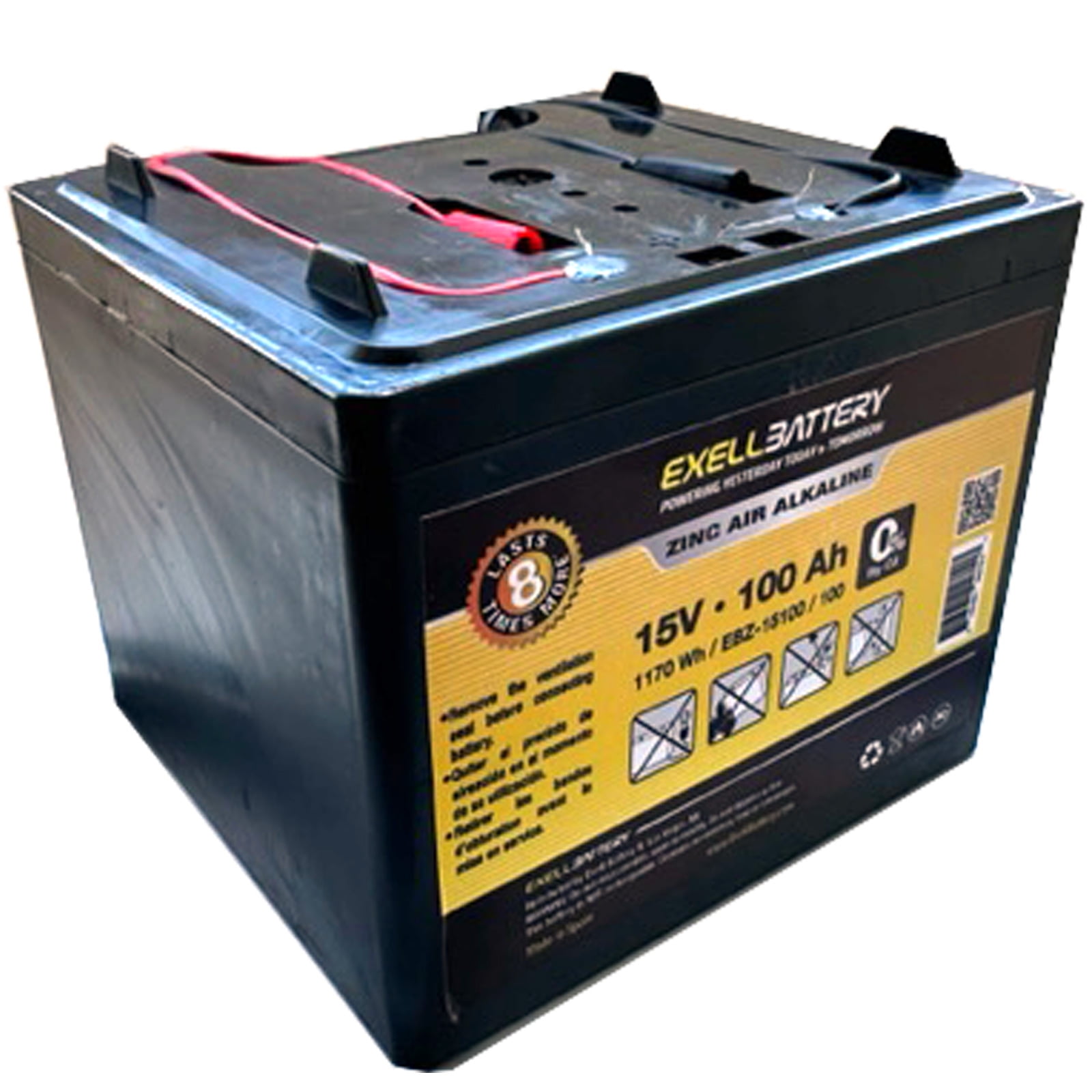 Exell Battery EBZ-15100 15V 100Ah Zinc Air Alkaline Battery