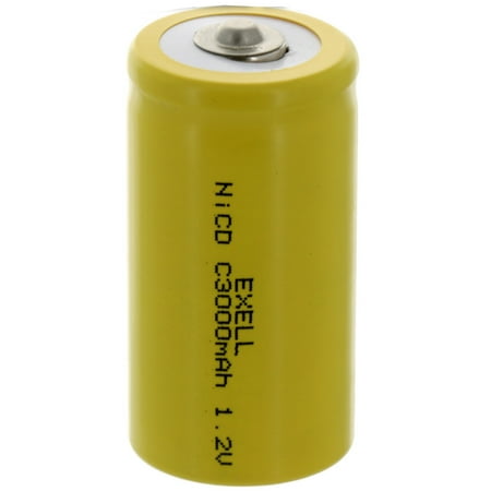 Exell C Size 1.2V 3000mAh NiCD Button Top Rechargeable Battery