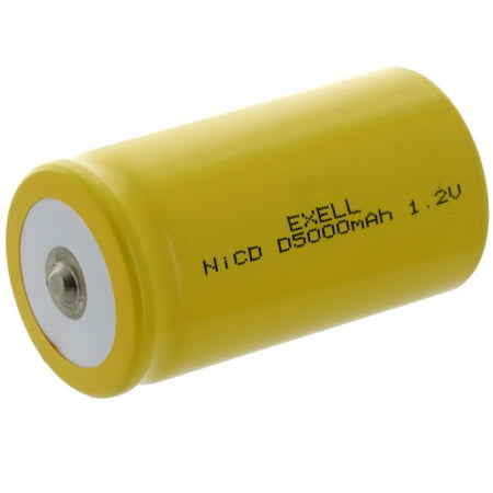 Exell D Size 1.2V 5000mAh NiCD Button Top Rechargeable Battery