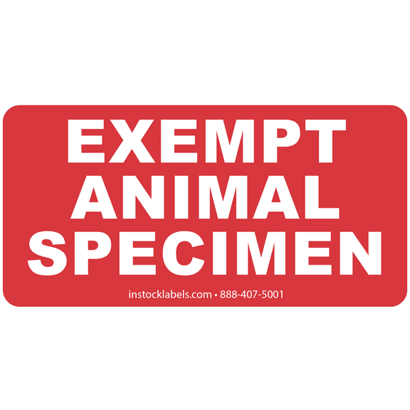 Exempt Animal Specimen Warning Labels | 1.5 x 3" Inch | 500 Pack