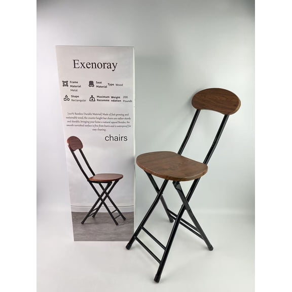 Exenoray chairs,Folding Bamboo chairs, 24-inch Kitchen Counter Height chairs with Backrest, Portable Bar Chairs for Home Kitchen Island Breakfast, No Assembly, Natural