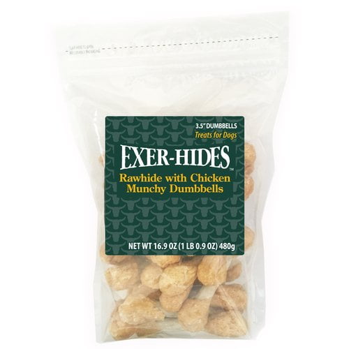Exer-Hides 3.5" Munchy Dumbbells Dog Treats, 40pk
