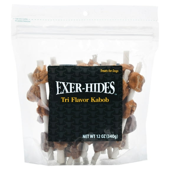 Exer-Hides Tri-Flavor Kabob Dog Treats, 12 oz