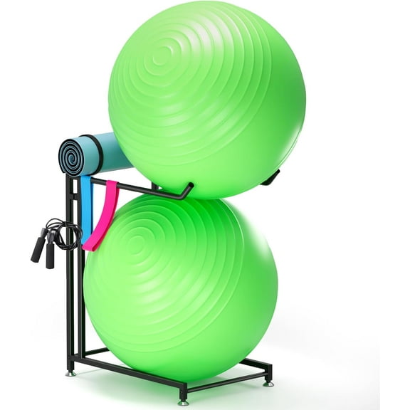 Exercise Ball Holder - Medicine Ball Rack for 85cm Yoga Ball Yoga Mat Storage, Garage Stability Ball Organizer Stand for Home Gym