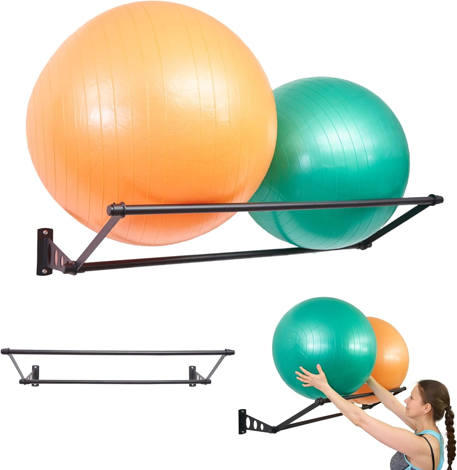 Exercise Ball Holder | Organize Your Space | Wall Mounted Ball Rack ...