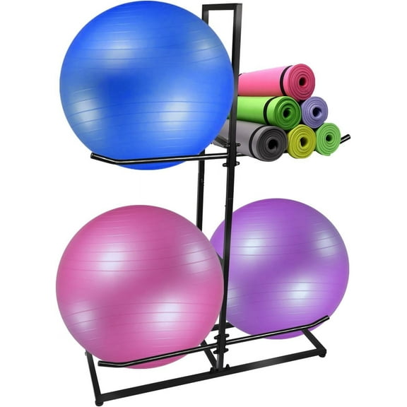 Exercise Ball Holder,Stability Ball Rack, Exercise Ball and Balance Ball Storage Racks Suitable for Yoga Ball Stability Ball Yoga Mats Home and Commercial Gym