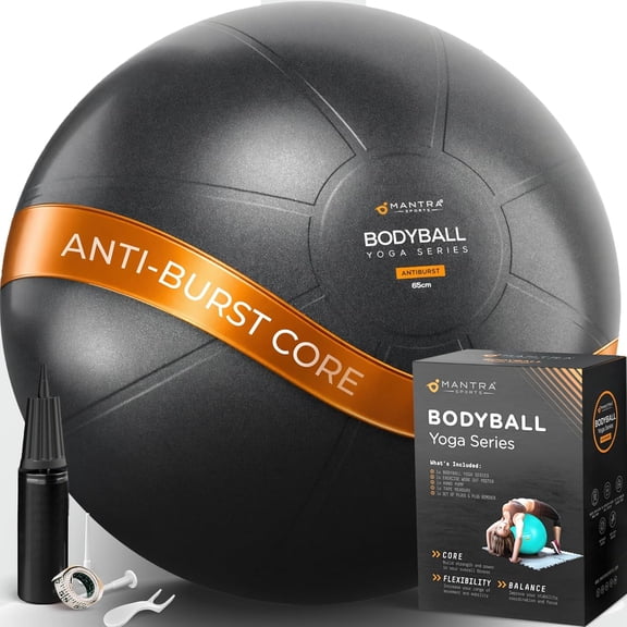 Exercise Ball Yoga Ball for Pilates & Fitness - Birthing for Pregnancy, Stability, Core, nce, Therapy for Physical Rehab, Workout for Home Gym & Office Chair, Fast Pump Included