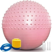 Exercise Ball Yoga Ball Pilates Ball Extra-Thick Anti-Burst Balance Ball for Fitness, Birthing, Pregnancy, Home / Office / Gym Workout Easy Inflated with Air Pump Included Pink