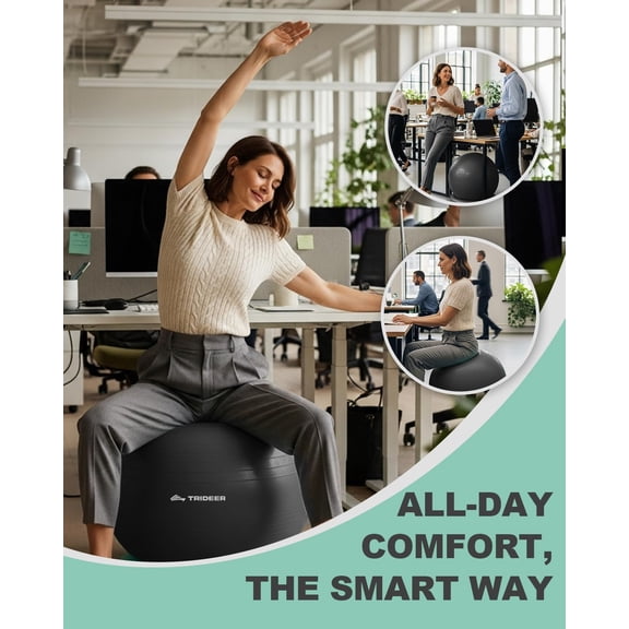 Exercise Ball for Office Desk, Yoga Ball Chair to Relieve Back Pain