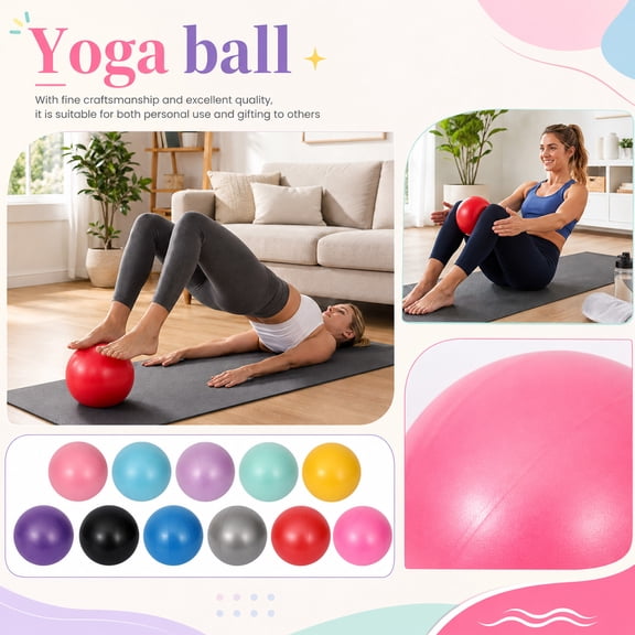 Exercise Balls, Small Exercise Ball, 10 Inch Small Yoga Ball, Exercise Balls Physical, 10 Inch Diameter Pink Matte Fitness Ball with Bonus Inflation Blow Ornament for Core