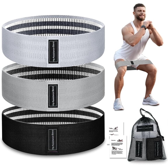 Exercise Bands, 3 Levels Fabric Resistance Bands for Working Out, Workout Bands Resistance for Women & Men, Multi-Colored Fabric Booty Bands for Strength , Rehab, Yoga