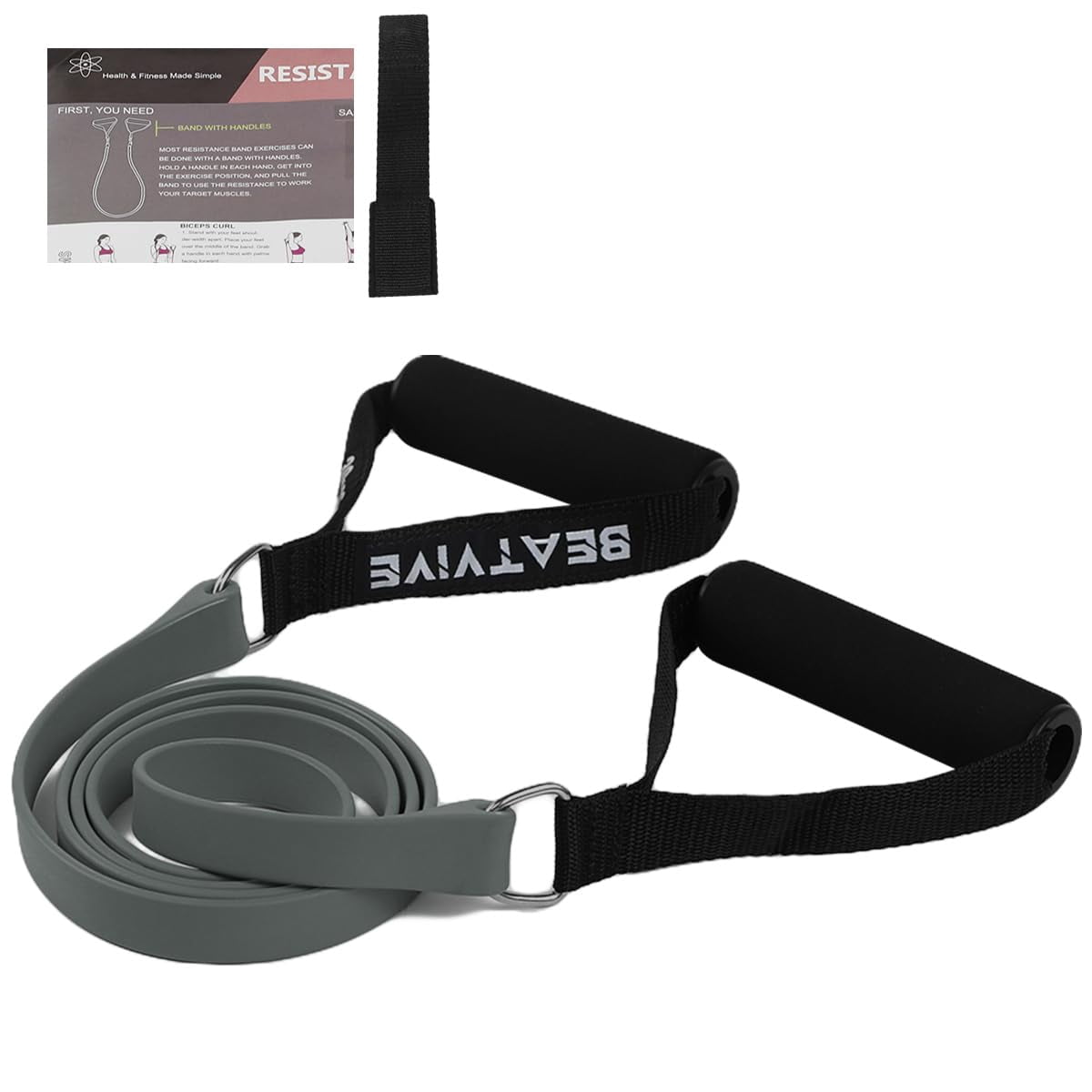 Exercise Bands with Handles, Resistance Bands with Handles, Ideal for Physical Therapy, Strength Training, Muscle Toning - Door Anchor and Starter Guide Included