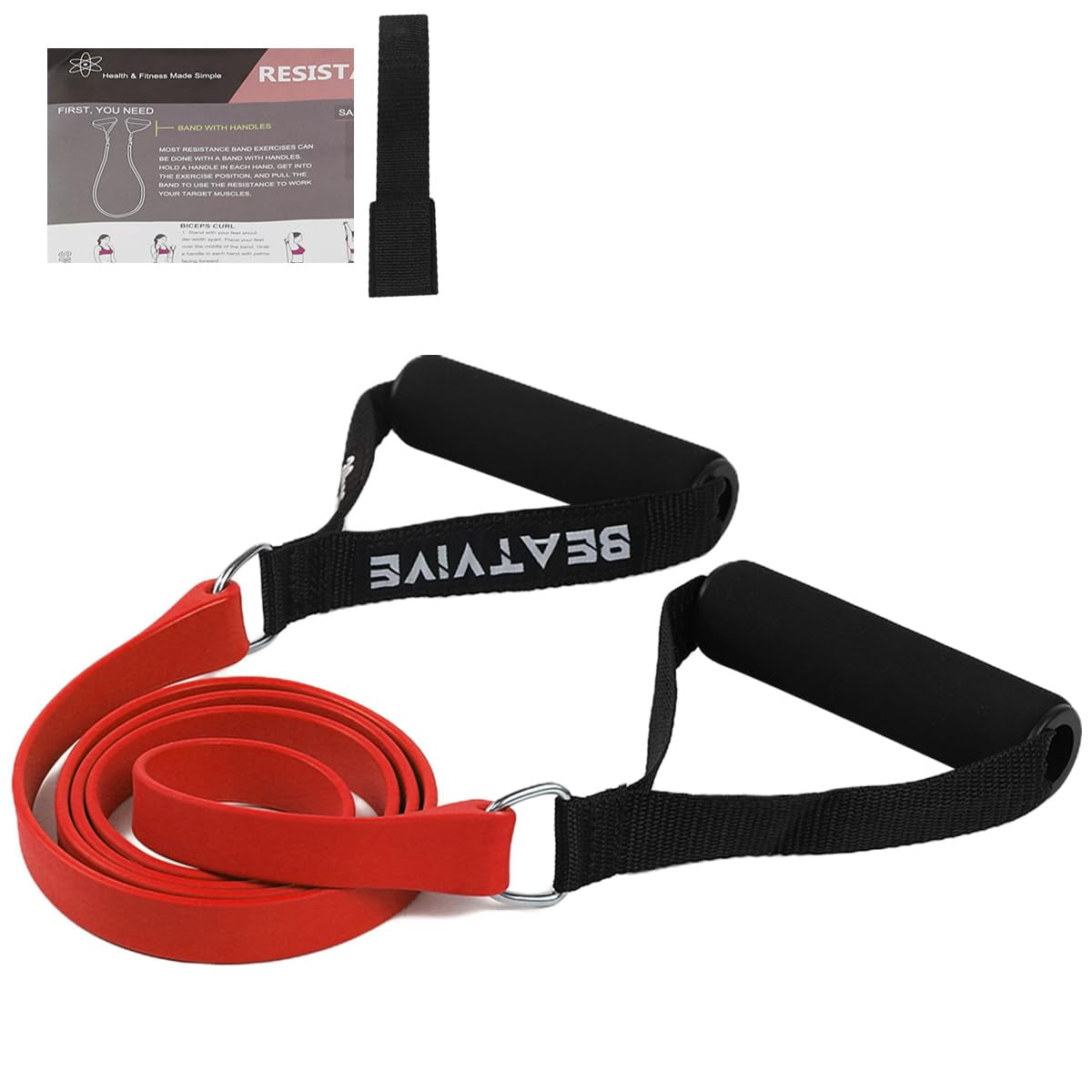 Exercise Bands with Handles, Resistance Bands with Handles, Ideal for Physical Therapy, Strength Training, Muscle Toning - Door Anchor and Starter Guide Included