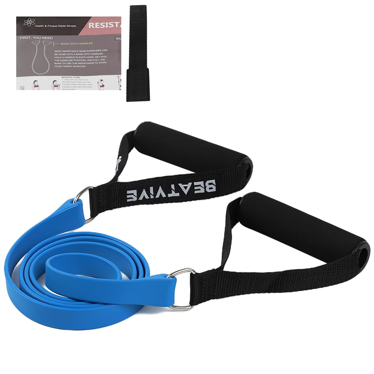 Exercise Bands with Handles, Resistance Bands with Handles, Ideal for Physical Therapy, Strength Training, Muscle Toning - Door Anchor and Starter Guide Included