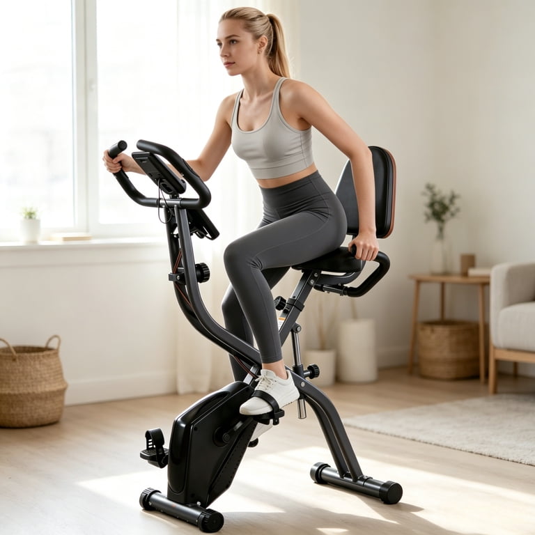 Naipo 4 in 1 Exercise Bike 16 Level Resistance Folding Stationary Exercise Equipment 265 LBS for Home Workouts, Size: 25 x 15.94 x 47.44, Black Naipo 4 in 1 Exercise Bike 16 Level Resistance Folding Stationary Exercise Equipment 265 LBS for Home Workouts, Size: 25 x 15.94 x 47.44, Black