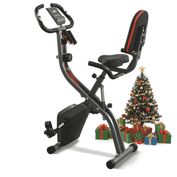 Naipo Exercise Bike 4 in 1 Folding Stationary Exercise Equipment 265 LBS Adjustable Resistance Cord for Home Workouts