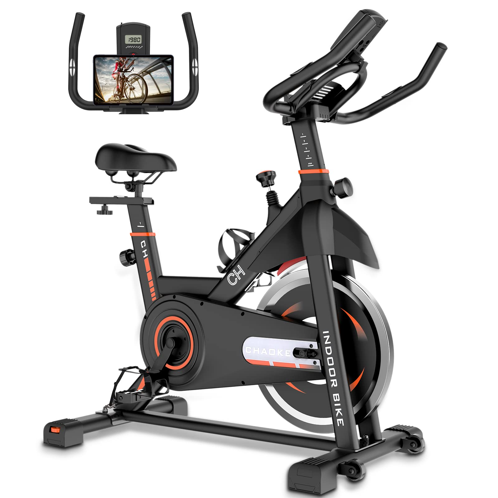 Exercise Bike,CHAOKE Indoor Cycling Bike,Stationary Bike Magnetic Resistance Whisper Quiet for Home Cardio Workout Heavy Flywheel & Comfortable Seat Cushion with Digital Monitor - image 1 of 7