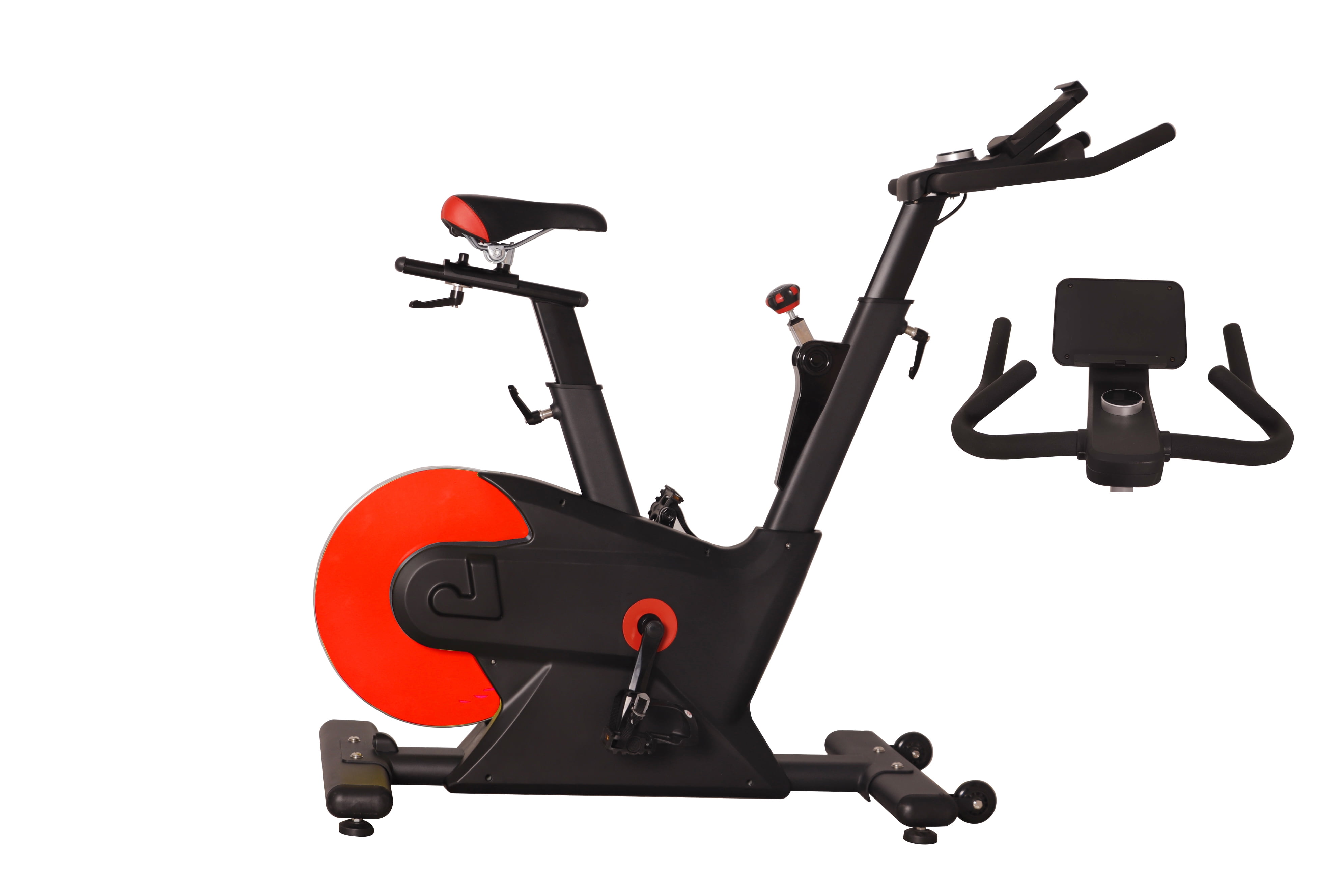 Exercise Bike,Electromagnetic Control Indoor Cycling Bike for Home with App,Magnetic Stationary Bike with Shuttle Smart Knob,Cycle Bike with Ipad Mount & Seat Cushion,Rear Flywheel