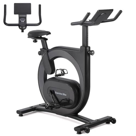 Exercise Bike,Electromagnetic Control Stationary Bikes for Home Cardio,Indoor Cycling Bike with Shuttle Smart Knob,Magnetic Resistance/Brake Pad, Low Noise with App, Upgraded Version Seat