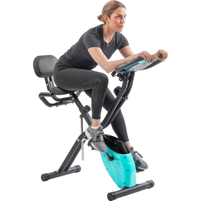 Exercise Bike Folding Cardio Upright and Recumbent Workout Bike with 10 Level Adjustable Resistance Arm Bands and Backrest Indoor Stationary Cycling Bicycle for Men Women Seniors Green Walmart