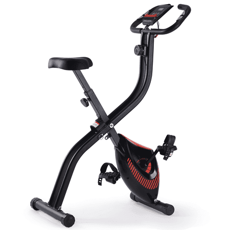 Naipo Exercise Bike 16 Levels Magnetic Resistance Folding Stationary Bike for Home with LCD Monitor Phone Holder Portable
