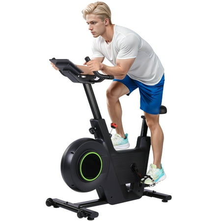 Exercise Bike, Magnetic Indoor Cycling Bike with 28Lbs Flywheel & Smart Resistance, 276LBS Capacity Stationary Bike with LCD Monitor, IPad Mount & App Connectivity,Black+Red