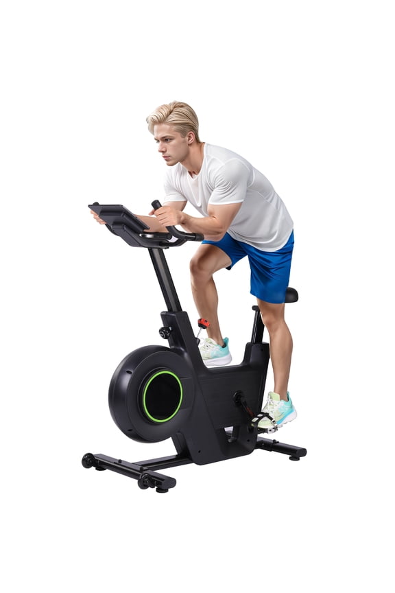 Exercise Bike, Magnetic Indoor Cycling Bike with 28Lbs Flywheel & Smart Resistance, 276LBS Capacity Stationary Bike with LCD Monitor, IPad Mount & App ConnectivityBlack+Red