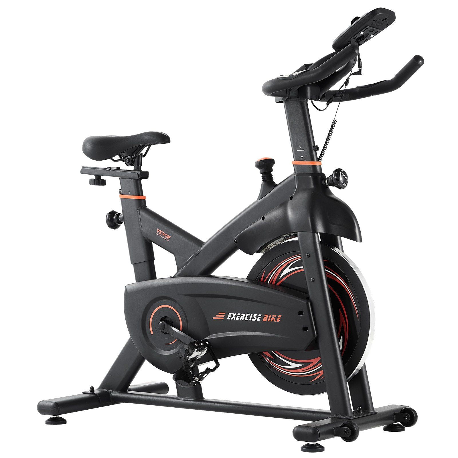 Stationary Exercise Bike with Magnetic Resistance, Adjustable Seat & Transport Wheels