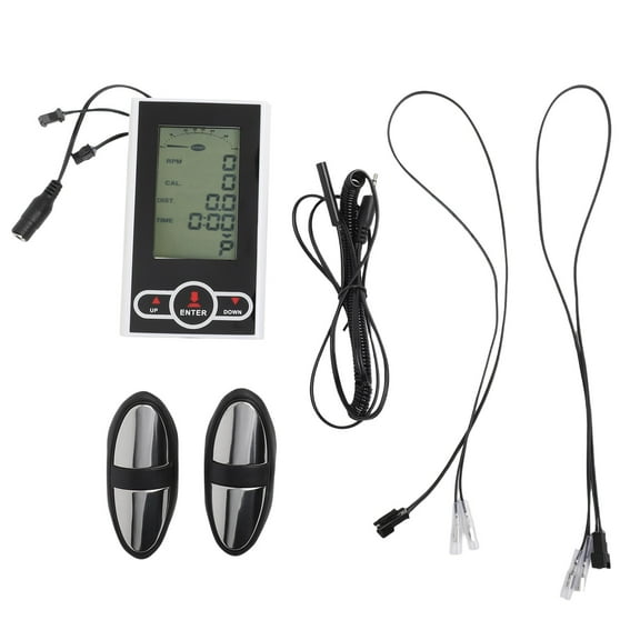 Exercise Bike Monitor Speedometer for Stationary Bike or Elliptical Trainer, Replacement LCD Display with Time, Speed, Distance, Calories, Heart Rate and Scan Functions, for Kilometer Unit Reading