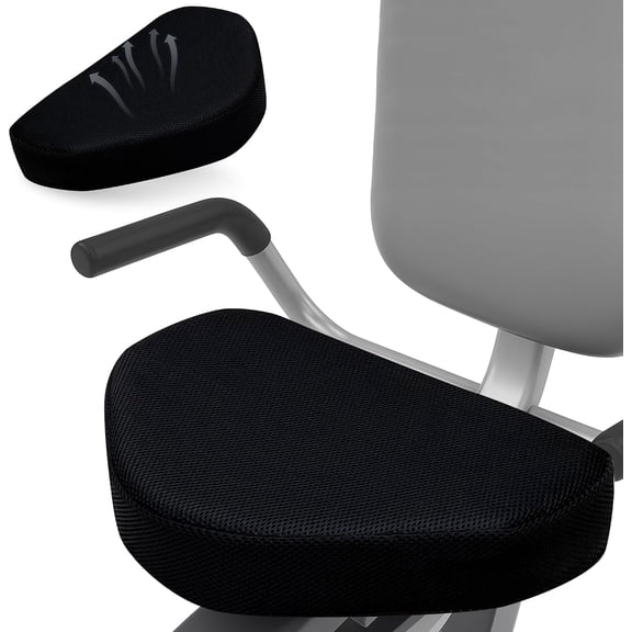 Exercise Bike Seat Cushion, Stationary Bike Seat Cushion Pad, High Density Foam, Breathable Mesh Non Slip Cover, Rowing Machine Seat Cushion for Long Workouts