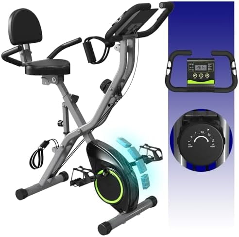5-in-1 Foldable Exercise Bike For Seniors - 16-Level Magnetic Resistance Indoor Cycling