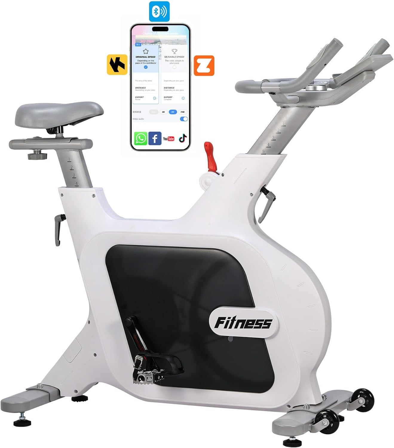 Exercise Bike, Stationary Bikes for Home with 32-Level Quiet Magnetic Resistance, Magnetic Stationary Bike with LED Display for 7 Types of Data, Including Pulse, Calories, and Distance Etc