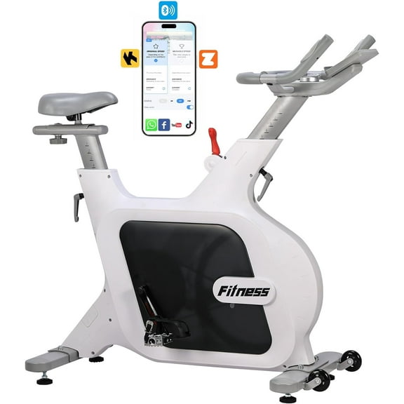 Exercise Bike, Stationary Bikes for Home with 32-Level Quiet Magnetic Resistance, Magnetic Stationary Bike with LED Display for 7 Types of Data, Including Pulse, Calories, and Distance Etc